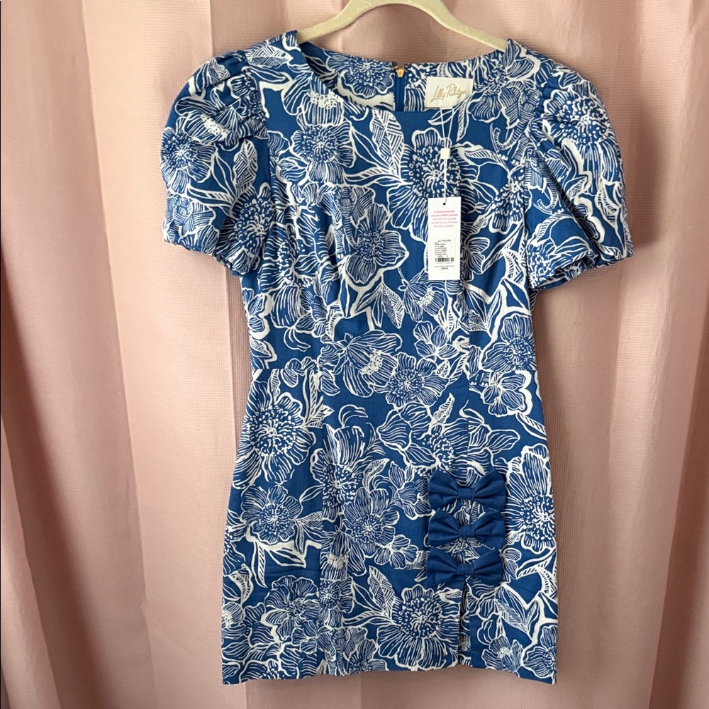 Lilly Pulitzer Blue & White Floral Short-Sleeve Jumpsuit